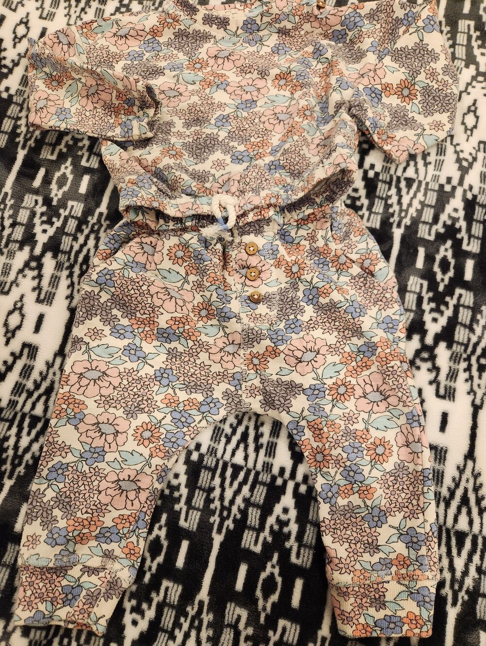 Jessica Simpson Floral Print Two-piece Set - Pink/Blue, Size 12M